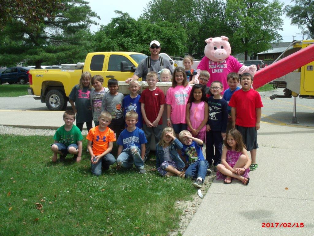 Group of kids with Power Pig